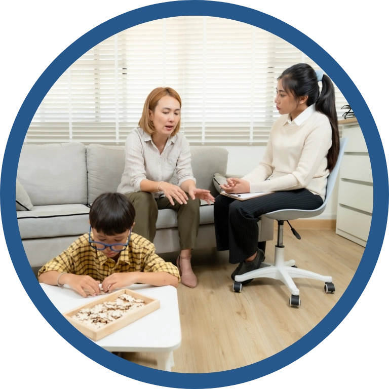 Parent and child meeting with Behaviour Bridge for NDIS Positive Behaviour Support services